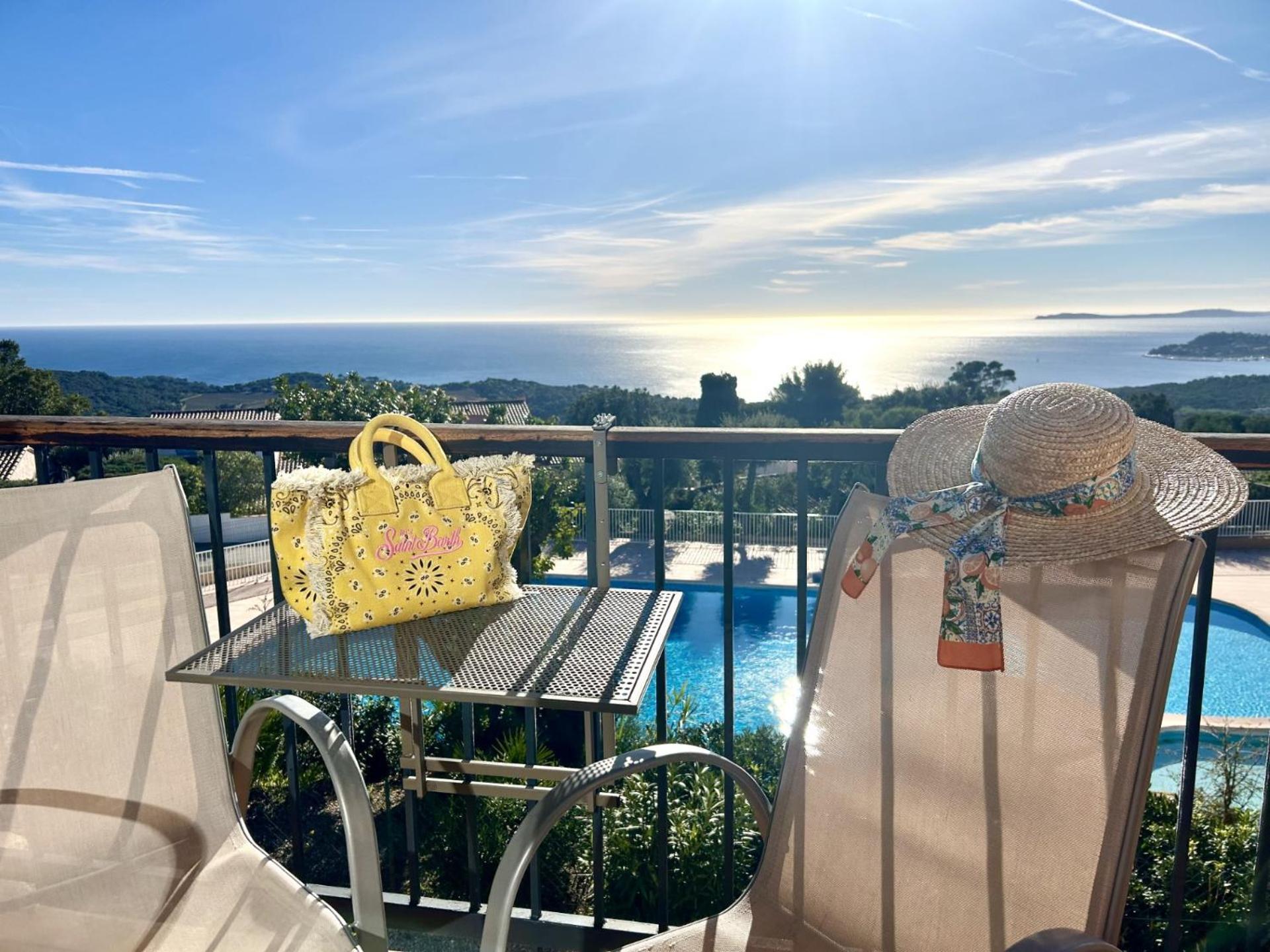 Studio Pool House Vue Mer Panoramique Amazing Sea View Wifi Linge Linen Inclut Aircondition La Croix-Valmer Bagian luar foto