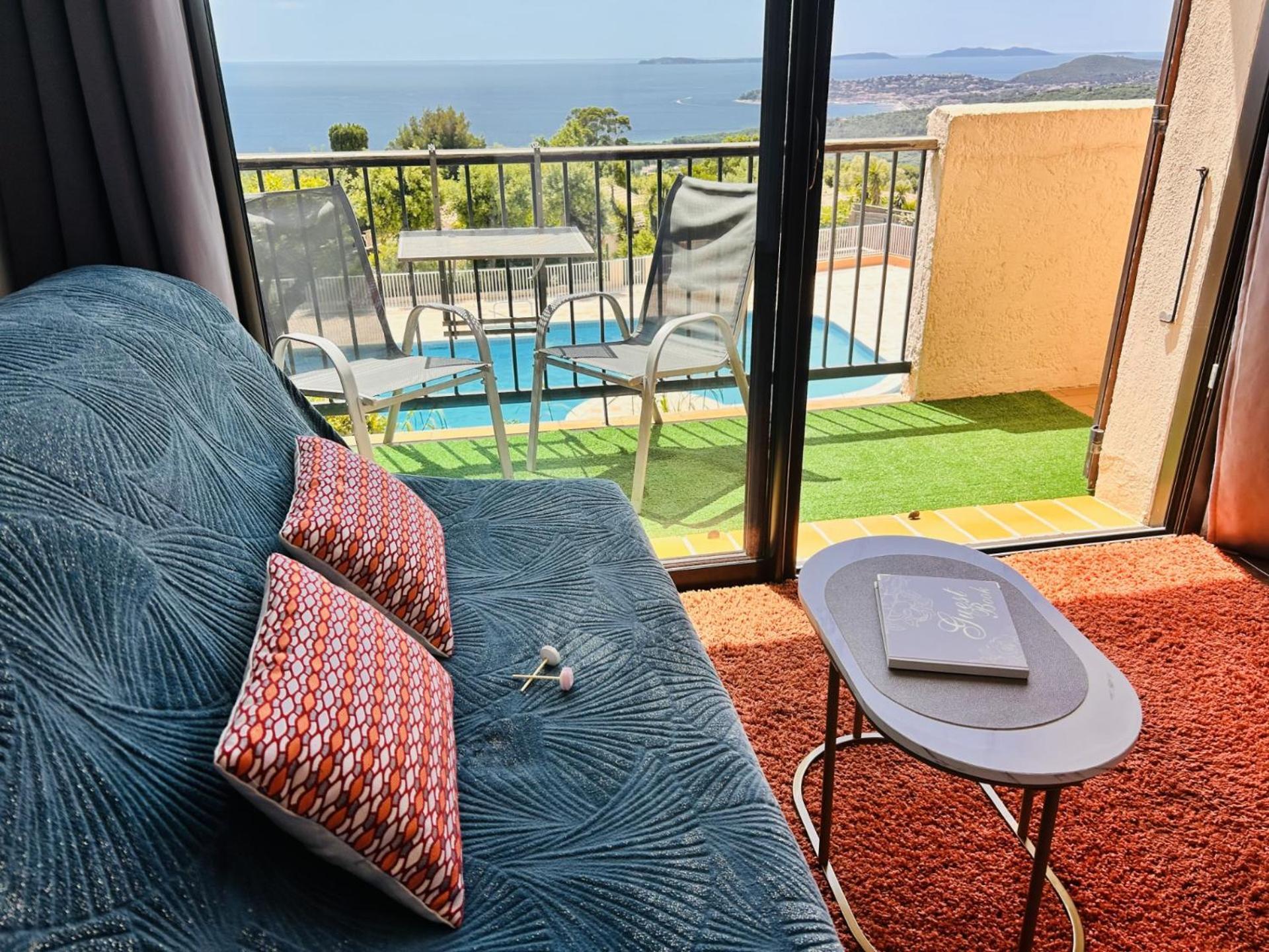 Studio Pool House Vue Mer Panoramique Amazing Sea View Wifi Linge Linen Inclut Aircondition La Croix-Valmer Bagian luar foto